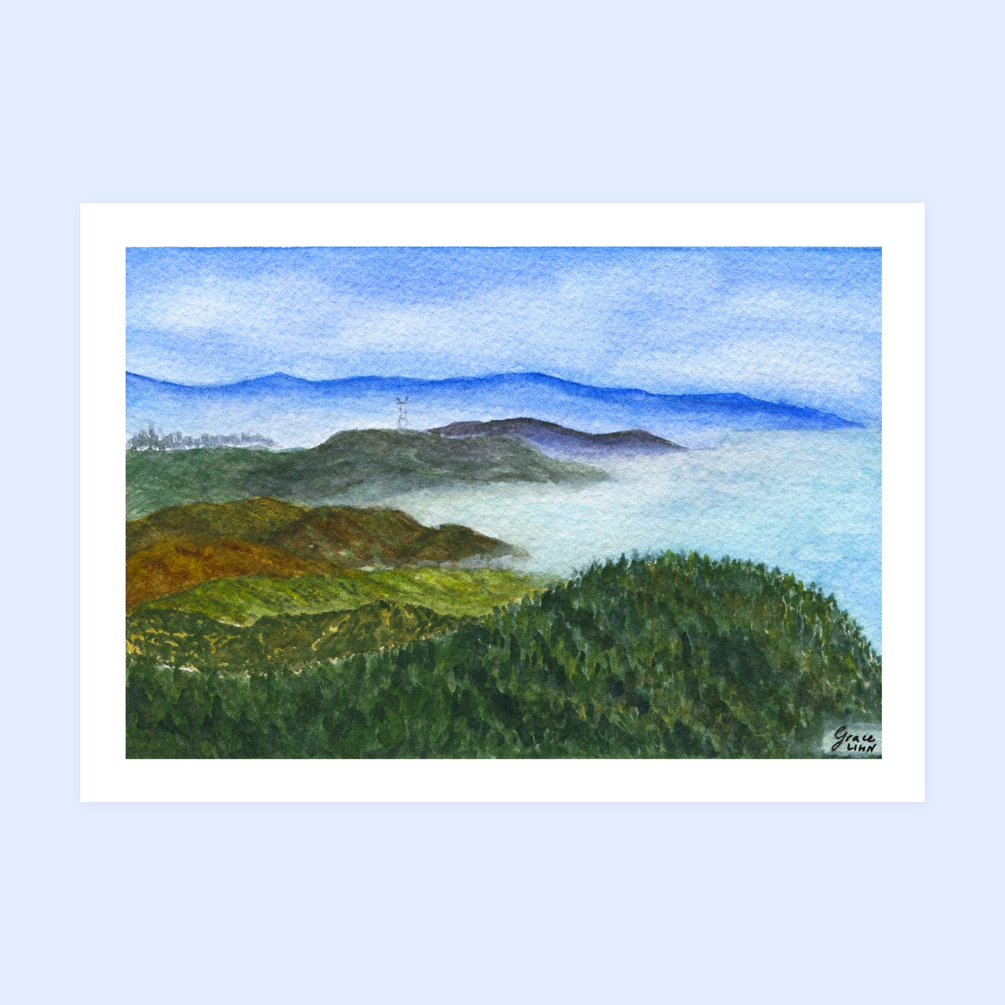 Meditating on Mount Tam – Original Watercolor Painting